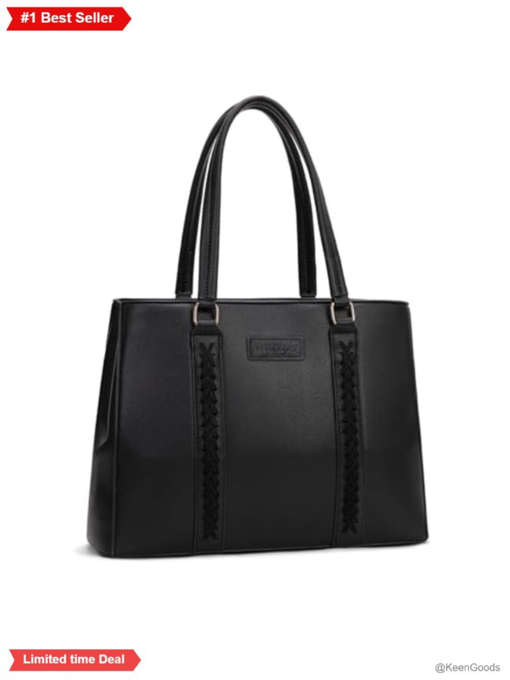 Wrangler Whipstitch Tote Bag Faux Leather Fits 13.5" Laptop